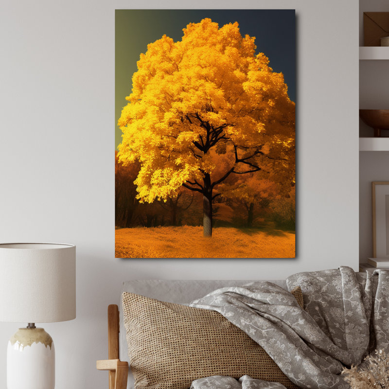 Le plus bel arbre jaune sur toile, Toile tendue, H 32 po x l 16 po x P 1 po