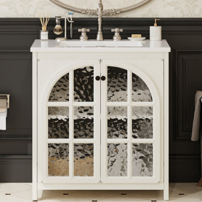 Elegant Vanity With Durable Ceramic Sink Vintage Style Perfect For Bathroom Upgrade