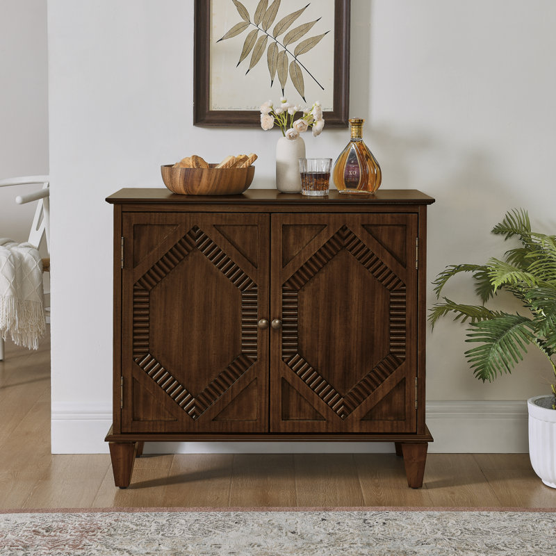 Buffet 33,6 "en bois rétro, noyer, Noyer, Doré