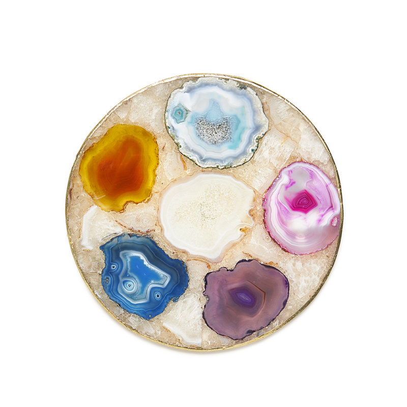 Trépied en agate avec bordure dorée