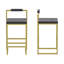 Ensemble de 2 tabourets de bar avec dossier et repose-pieds, chaises de salle à manger rembourrées en velours pour îlot de cuisine (doré et gris)-1222695279-1222695274