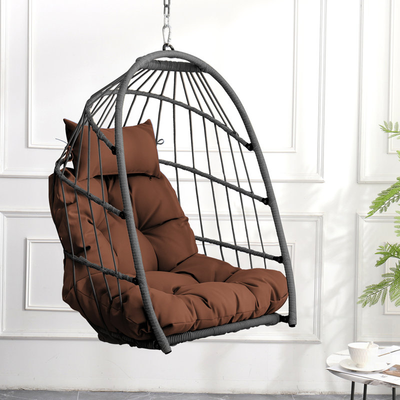 Balancelle d'extérieur en rotin avec osier PE, confortable et durable pour la détente, Gris 1, Brun