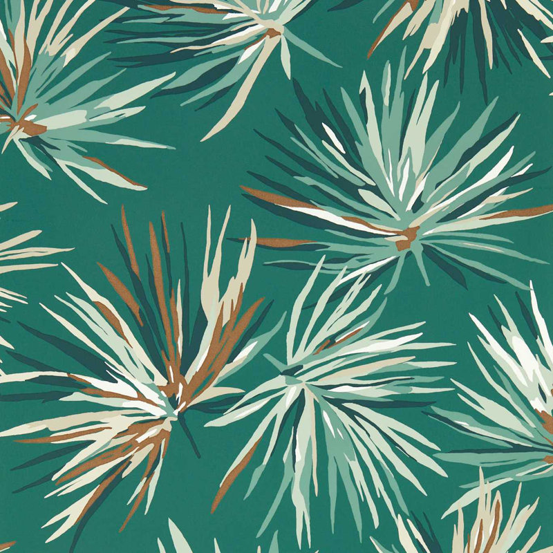 Aucuba Floral Metallic Wallpaper Roll, Forest/Copper