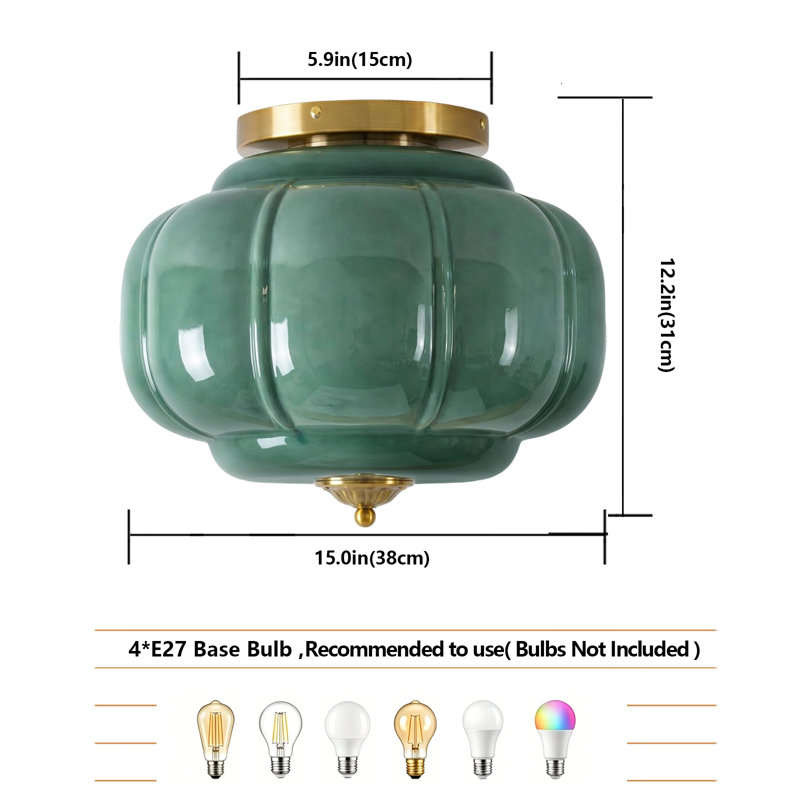 Plafonnier semi-encastré en verre Pumpkin, Green