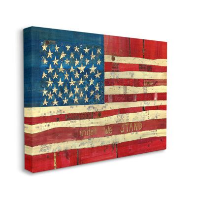 «United We Stand Independence Day Festive American Flag» par Stephanie Burgess - Peinture rectangulaire sur toile