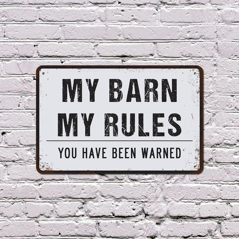 Panneau en plastique 11 po x 17 po My Barn My Rules