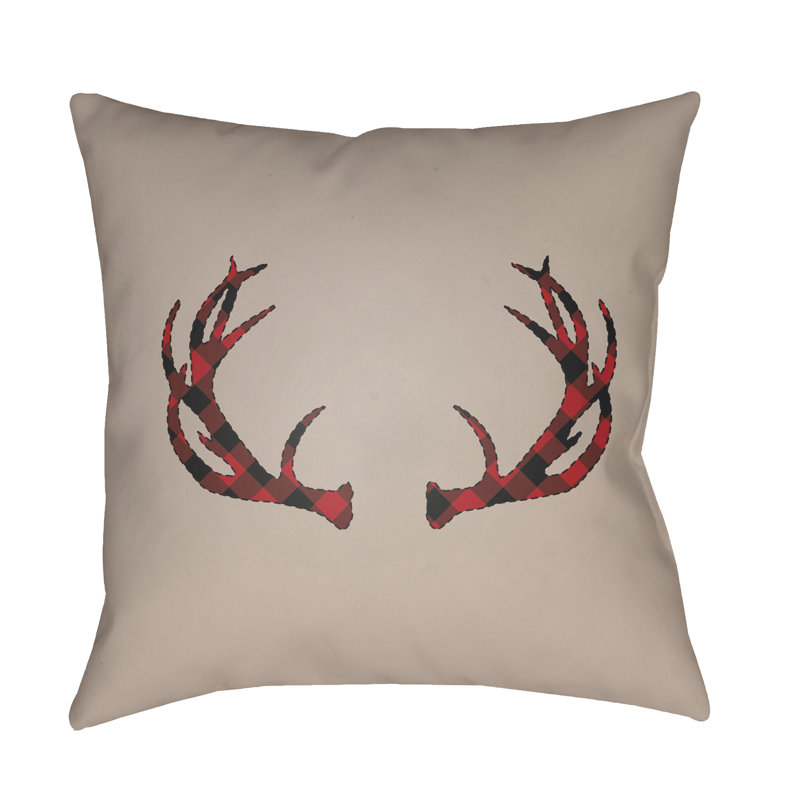 Coussin intérieur / extérieur Antler, H 18 po x l 18" x P 4 po, Beige / Rouge