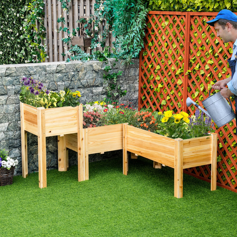 Boîte à fleurs surélevée en bois avec pieds pour la cour et le patio