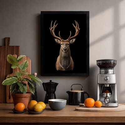 Deer Portrait Study Rustic - Framed Print