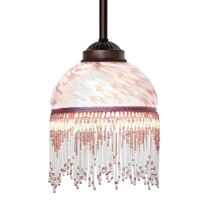Luminaire suspendu en bronze à 1 lumière en acajou Doil