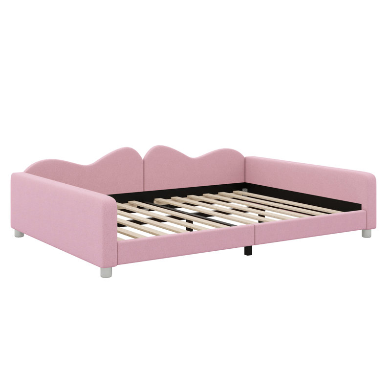 Lit de jour rembourré avec dossier en forme de nuage, Rose