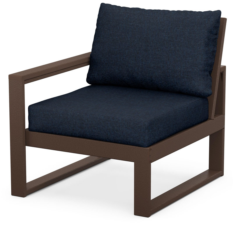 POLYWOOD Outdoor Lounge Chair, Mahogany, Marine Indigo
