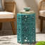 Table d'appoint de 30 cm - Fer ajouré, finition craquelée turquoise. Moderne et légère, idéale pour la terrasse et l'intérieur. Aucun assemblage requis. Design moderne et polyvalent. Convient autant à la terrasse qu'au salon.