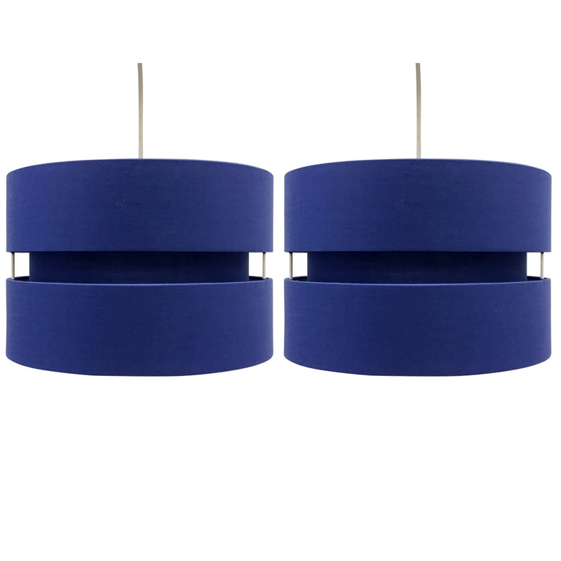 Bright 19cm H Cotton Drum Pendant Shade, Navy Blue