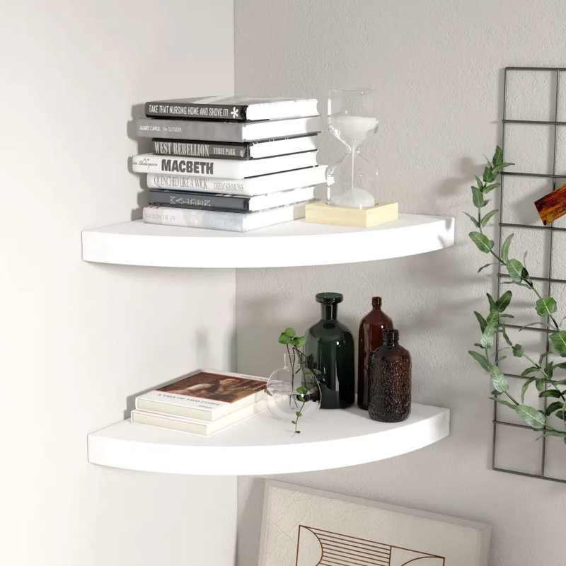 Arst 2 Piece Corner Shelf, White, 3.8cm H x 35cm W x 35cm D