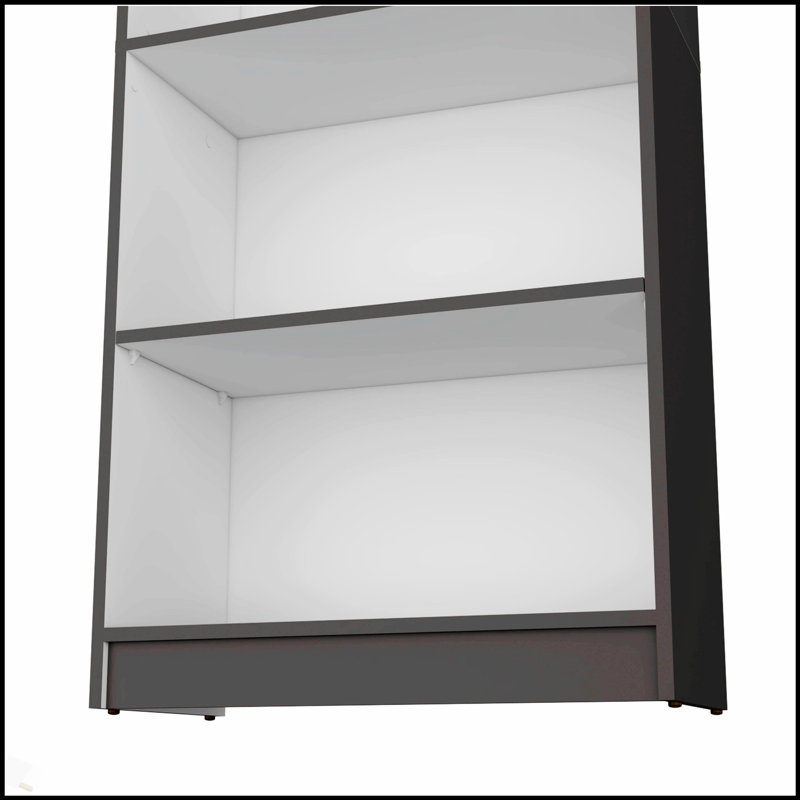 Stylish Matt Gray And White 5-Shelf Bookcase With Spacious Storage For Modern Interiors