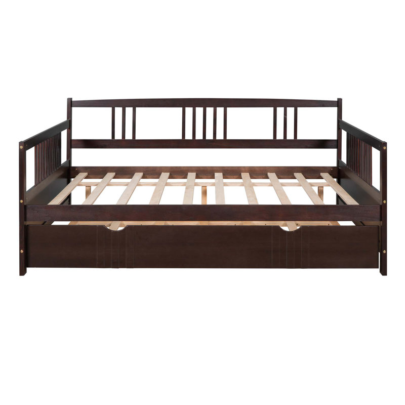 Daybed Wood Bed With Trundle, Full, Espresso