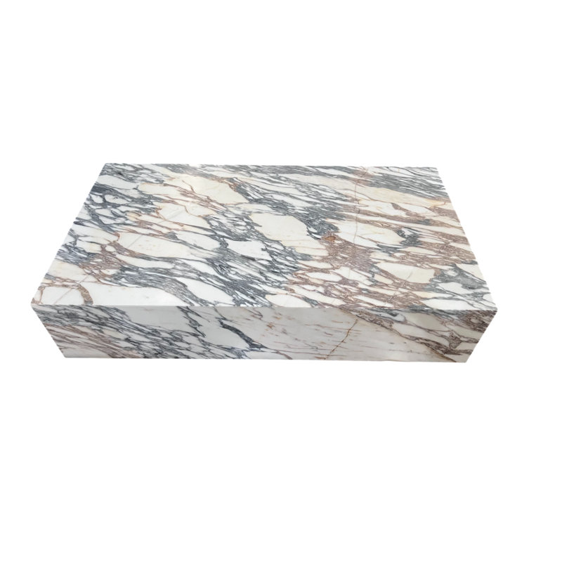 Table basse en marbre véritable - marbre Arabescato, très grand 54 po