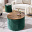 2-Piece Set Round Chenille Storage Ottoman, Equipped With A Drum Shaped Small Stool, Storage Space, And MDF Made Desktop Panel (Dark Green23.62"X23.62"X16.53")-404054448