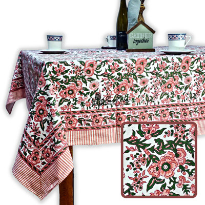 Tarri Block Print Floral Cotton Tablecloth