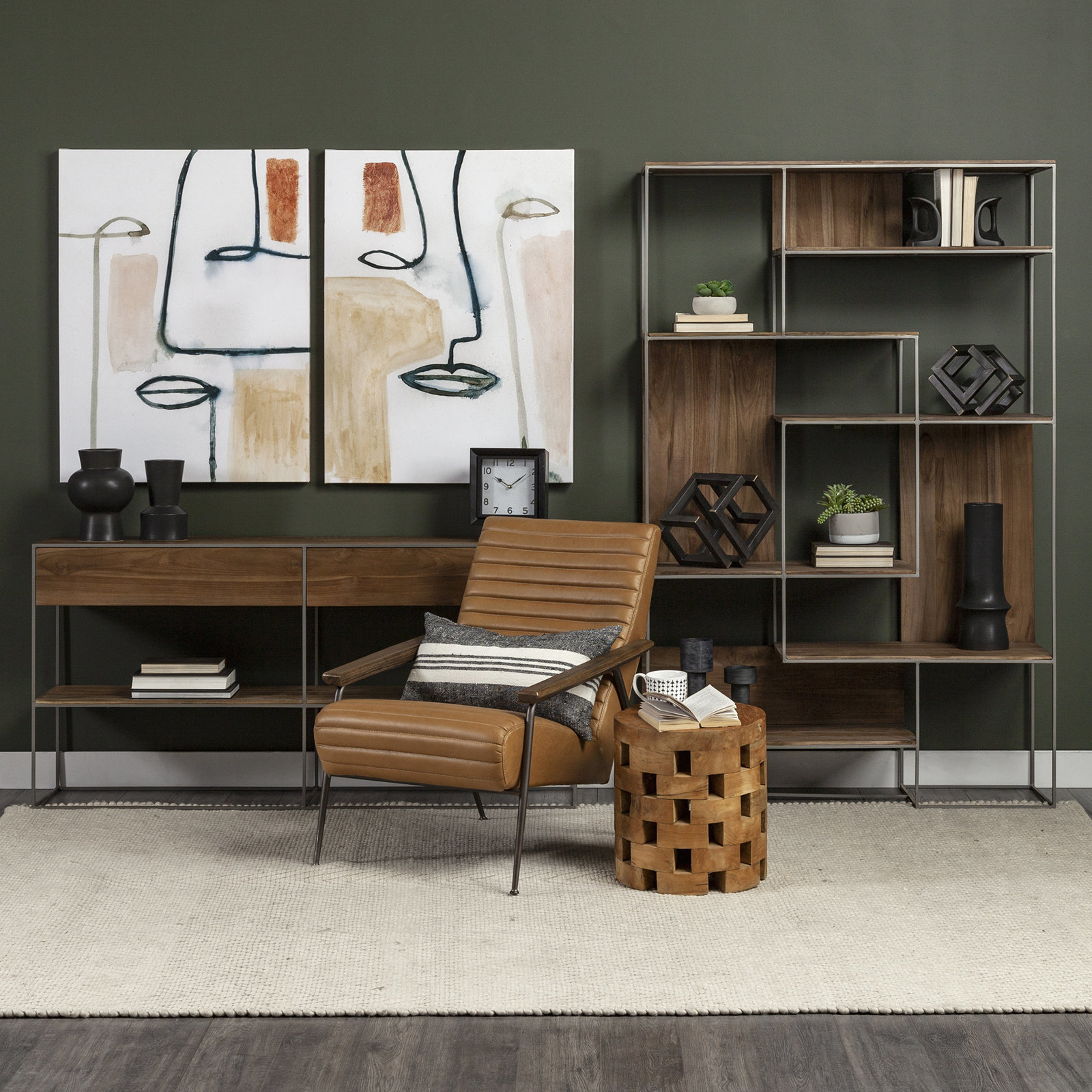 Ophelia 63'' Solid Wood Console Table, Brown, Silver