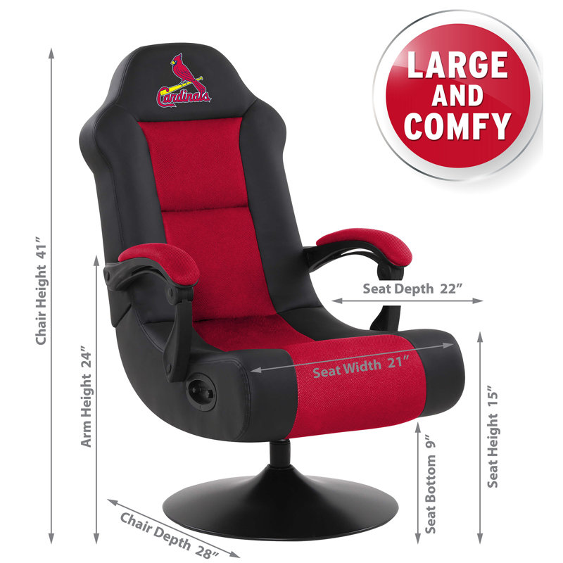 MLB Ergonomic Swiveling Game Chair with Team Logo & Built-In Bluetooth , St. Louis Cardinals - Red