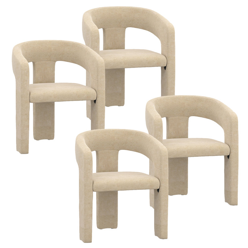 Chaise de salle à manger moderne en tissu, ensemble de 4, Beige