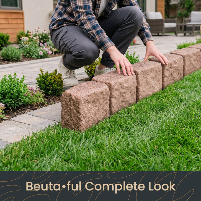 Paquet de 1 capuchon d'extrémité à bordures en grès, L 7 po x l 4 po x H 6,5 po, bloc de finition sans bordure à bricoler, unité de verrouillage pour compléter les installations de bordure de jardin