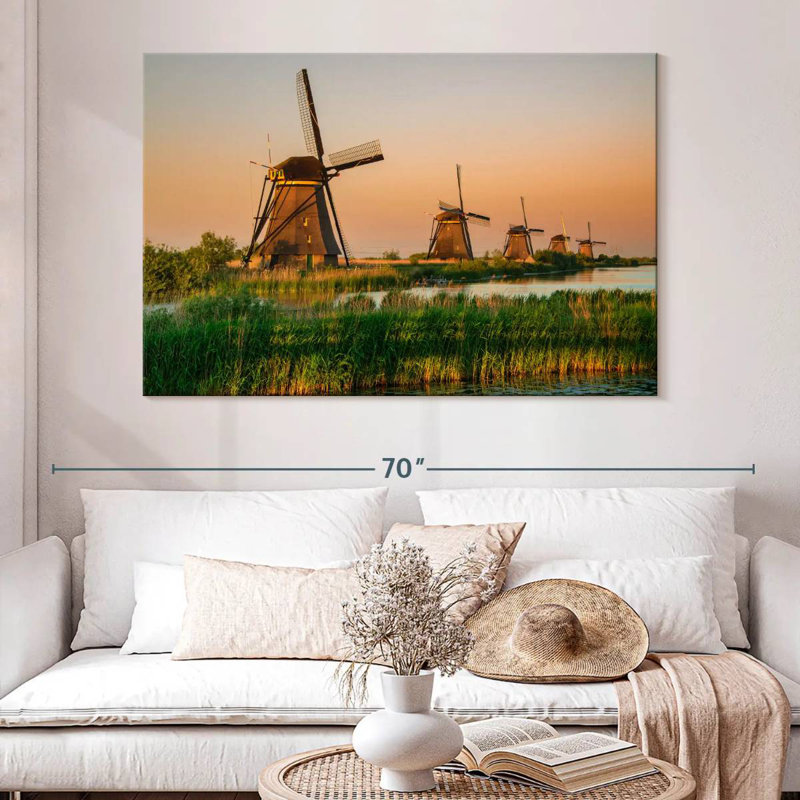 Alvord Windmills At Kinderdijk, H 34 po x l 51 po