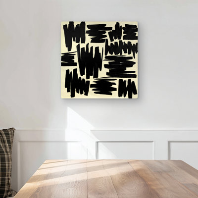 Deconstructed Stripes - Black Shapes Metal Print for Home Decor