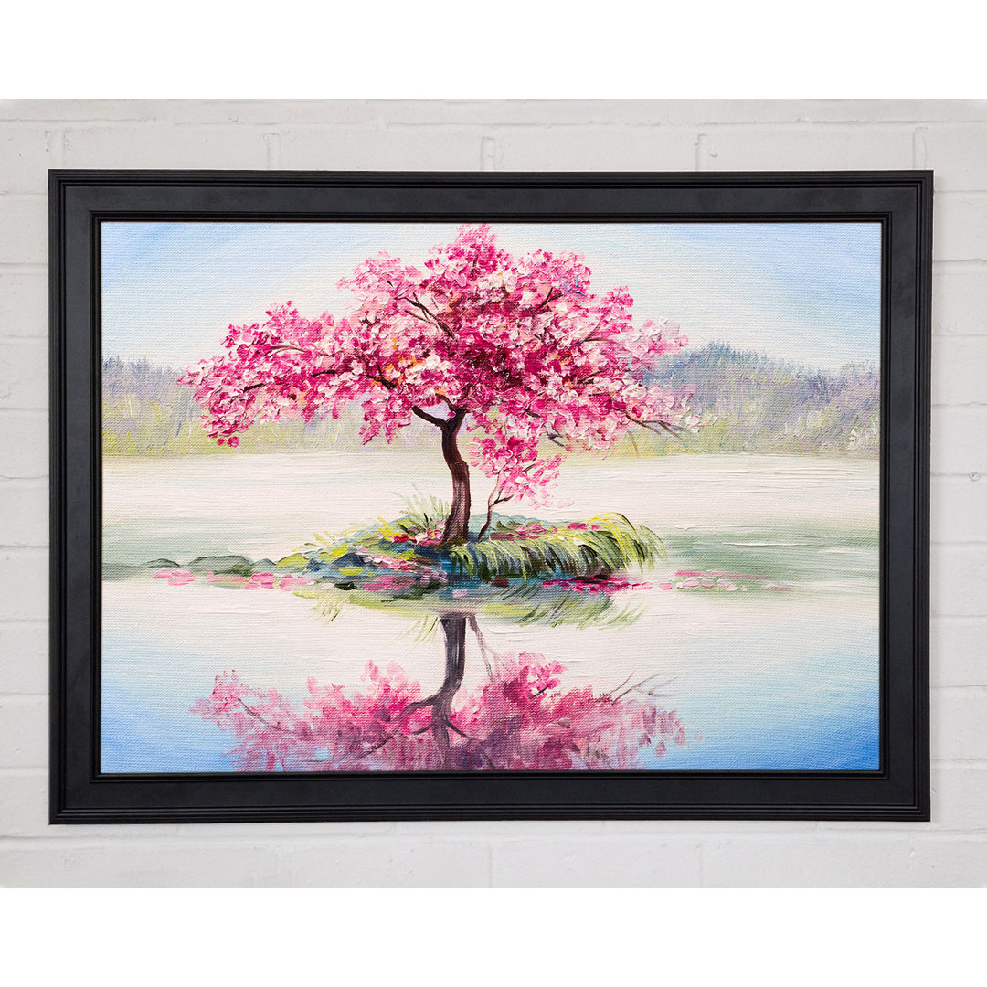 Lone Pink Blossom Tree Gerahmter Druck