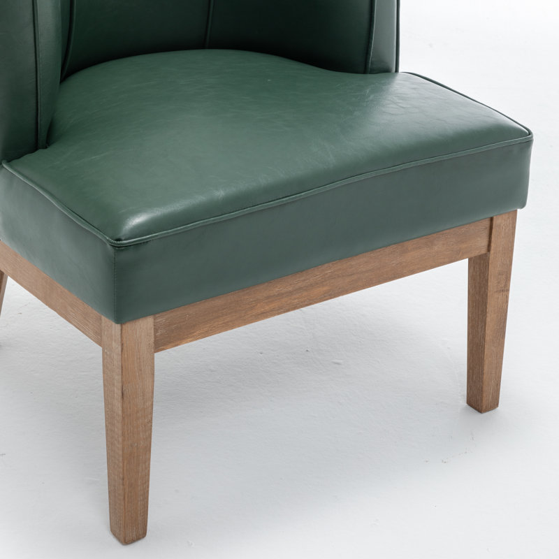 Fauteuil demi-tonneau rembourré Ezra, Vert foncé