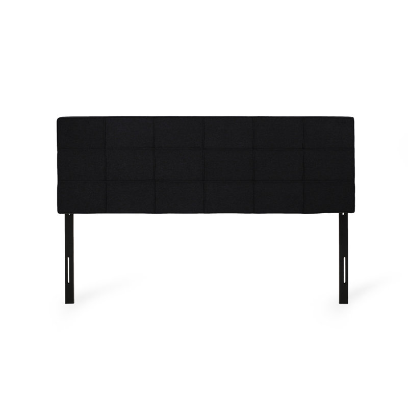 King Bed Headboard With Sophisticated Tufting And Adjustable Height In Black Fabric Contemporary Style Adjustment, Black