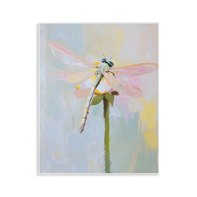 Plaque murale Pastel Dragonfly Landing, design par The Prints Vibe