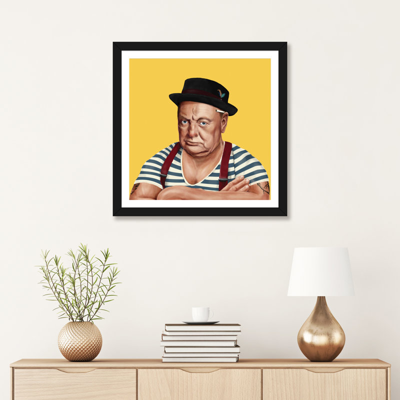 « winston churchill » par amit shimoni-impression, H 24 po x l 24 po x P 1 po, Papier avec cadre noir