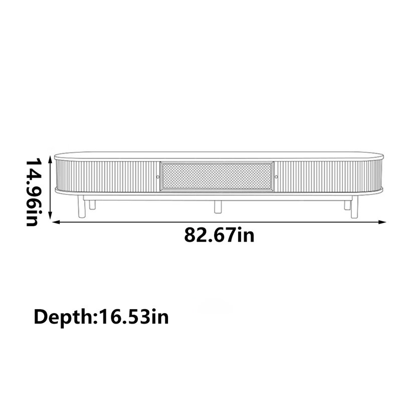 Meuble télé à portes enroulables, H 14,96 po x l 82,67 po x P 16,53 po
