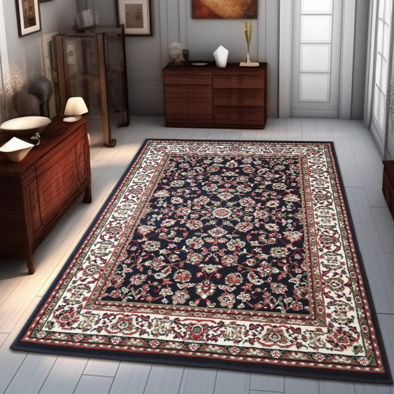 Tumlin Navy Blue/Beige/Red Rug, Rectangle 160 x 225cm