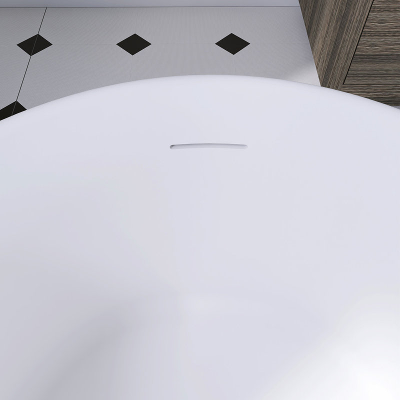 67-Inch Solid Surface Soaking Bathtub With Overflow