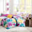 Soft Blue Comforter , Full/Queen, Floral Design Asymmetrical Sheets