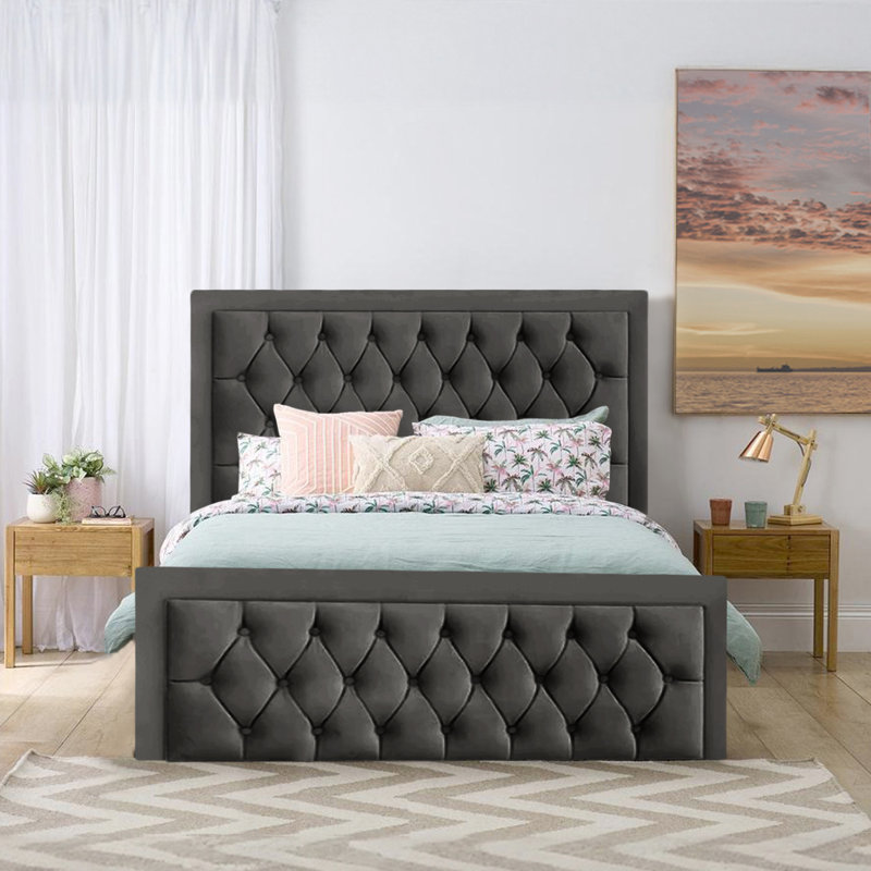 Lillias Upholstered Ottoman Storage Bed, Asphalt, 120 x 190 cm