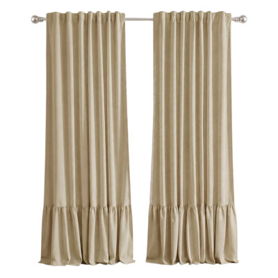 100% Blackout Recycled Cotton Ruffle Curtains