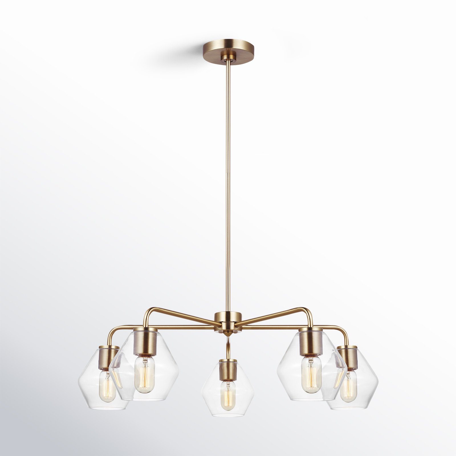 Rooks 30" W 5-Light Dimmable Sputnik Sphere Chandelier, Brass