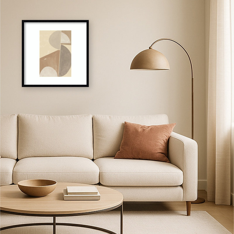«Geometric Harmony» par The Miuus Studio, impression sur bois encadrée, 25 x 25, Noir Svelte