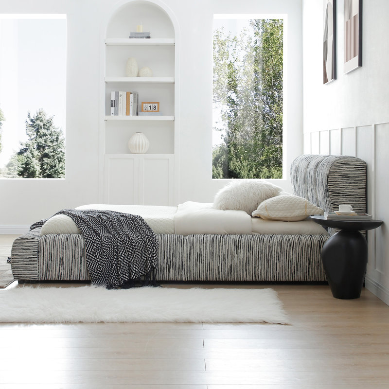 Base de lit tapissier Serene, Blanc/Noir, Grand