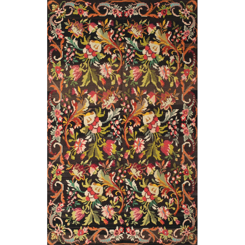 Tapis floral brun / beige, Rectangle 5 pi x 8 pi