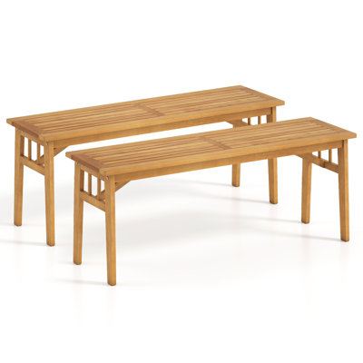 2 PCS Acacia Wood Outdoor Bench 48