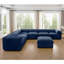 Grand canapé modulaire modulaire avec rangement Canapé modulaire en chenille pour le salon, dossier cylindrique et accoudoirs 6 places, bleu-1924085734