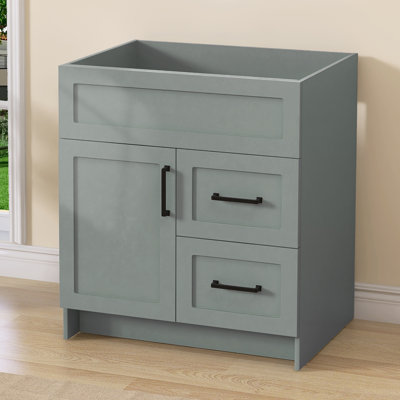 30" W X 21.5" D X 33.44" H Freestanding Sky Grey Bath Vanity Cabinet Without Top Modern Stand Alone Bathroom Cabinet Unassembled