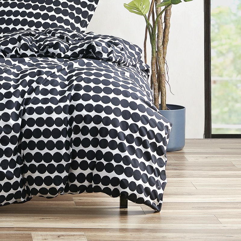 Ensemble d'édredon en coton noir Marimekko Rasymatto, Édredon double/grand et 2 taies décoratives