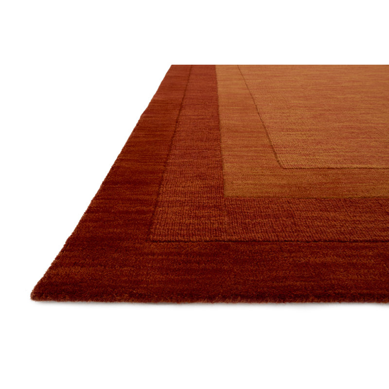 Tapis rouge en laine touffeté à la main Keifer, Rectangle 3 pi 6 po x 5 pi 6 po